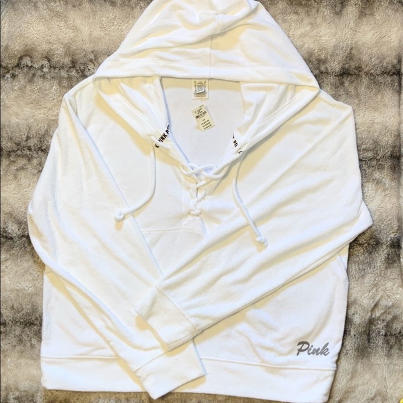 PINK Victoria's Secret Sweaters - PINK Hoodie with Tie Closure